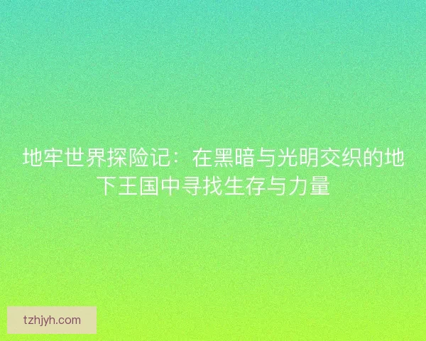 地牢世界探险记：在黑暗与光明交织的地下王国中寻找生存与力量