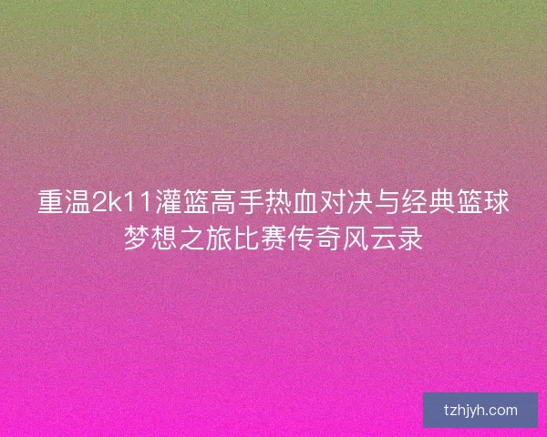 重温2k11灌篮高手热血对决与经典篮球梦想之旅比赛传奇风云录